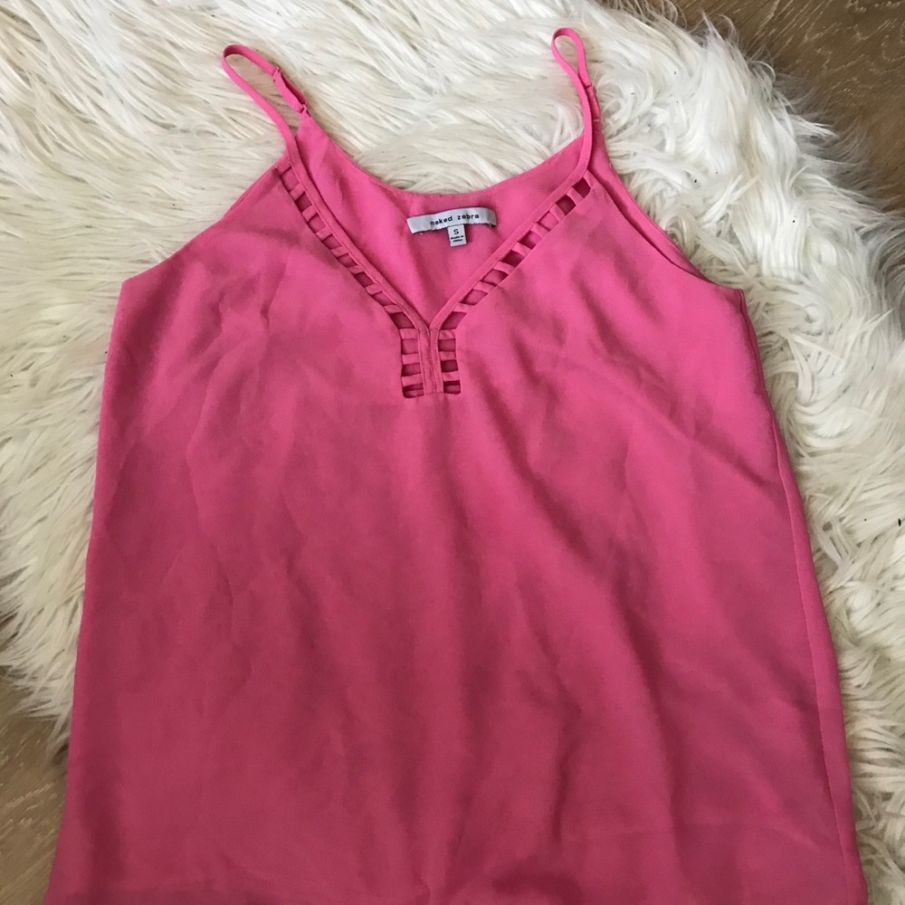 Hot pink cutout tank top